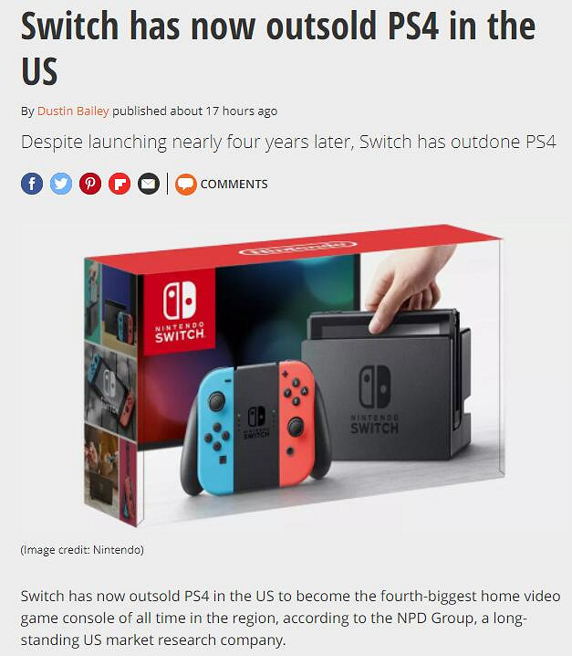 NPD4月北美遊戲銷售資料公布 NS登頂超越PS4歷史no.4