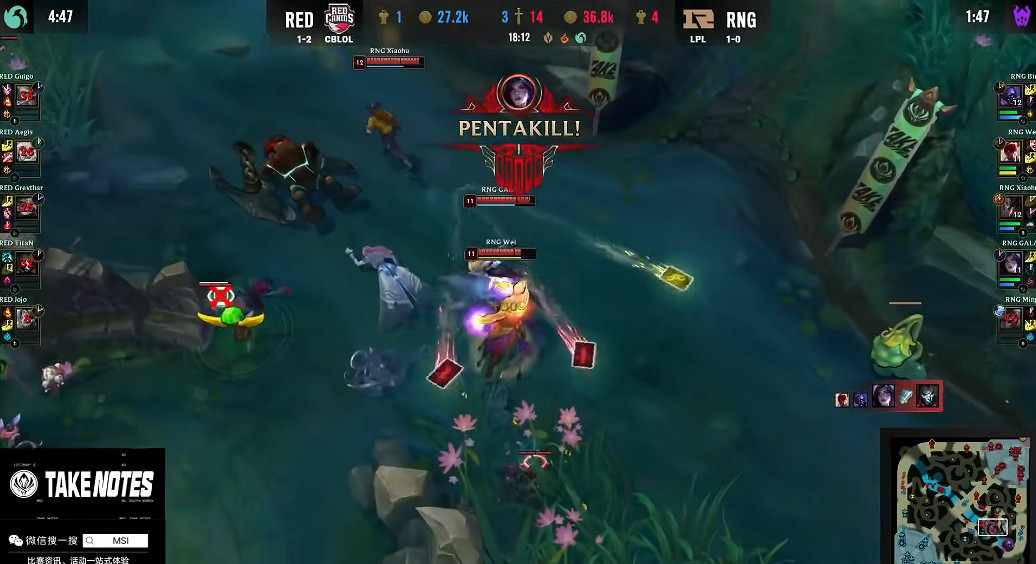 在RNG被判重賽之後，GALA又拿下了五殺