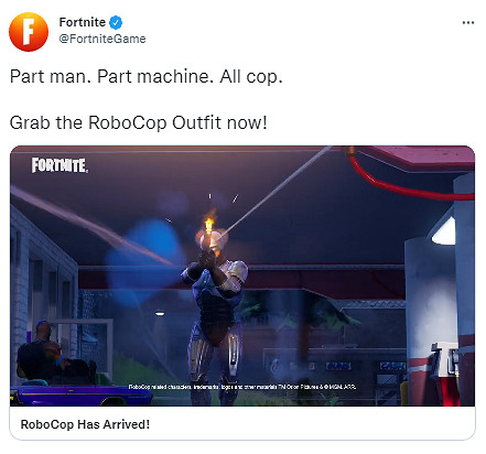 熱血沸騰!《堡壘之夜》連動經典科幻電影《機械戰警》