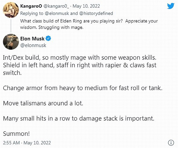 想不到馬斯克也玩《艾爾登法環》 用的是法師構築 想不到馬斯克也玩《艾爾登法環》 用的是法師構築