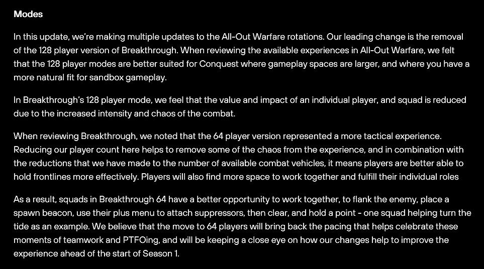 《戰地風雲2042》將移除128人突破模式 替換為64人版