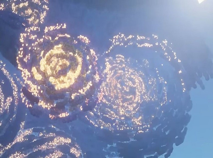 玩家在《當個創世神麥塊》中還原梵高名畫“星月夜”! 玩家在《當個創世神麥塊》中還原梵高名畫“星月夜”!