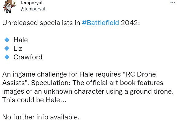 《戰地風雲2042》未公布的三位新專家被發現