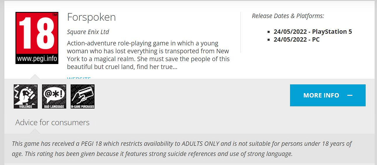 少兒不宜！《Forspoken》歐洲分級18+ 看來不會跳票了