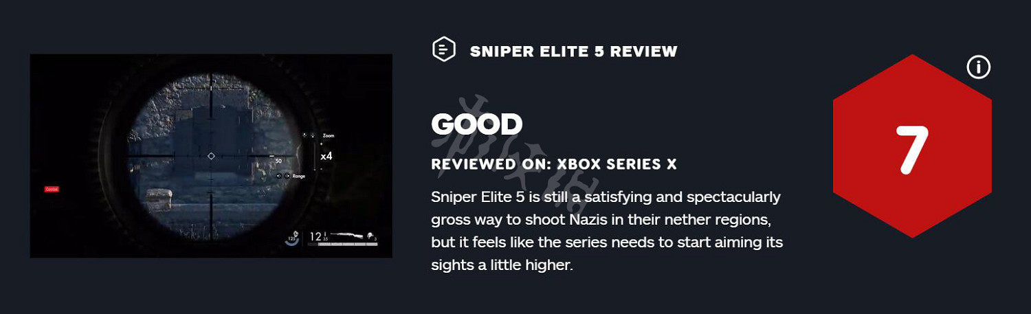 《狙擊精英5》IGN評分高嗎？遊戲IGN評分一覽