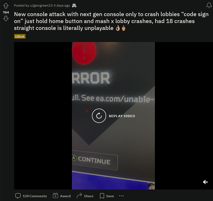 《Apex英雄》Xbox部分玩家利用漏洞致伺服器崩潰
