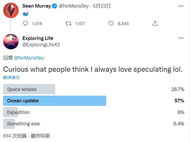 《無人深空》主創發鯨魚表情符號 暗示即將推出新內容