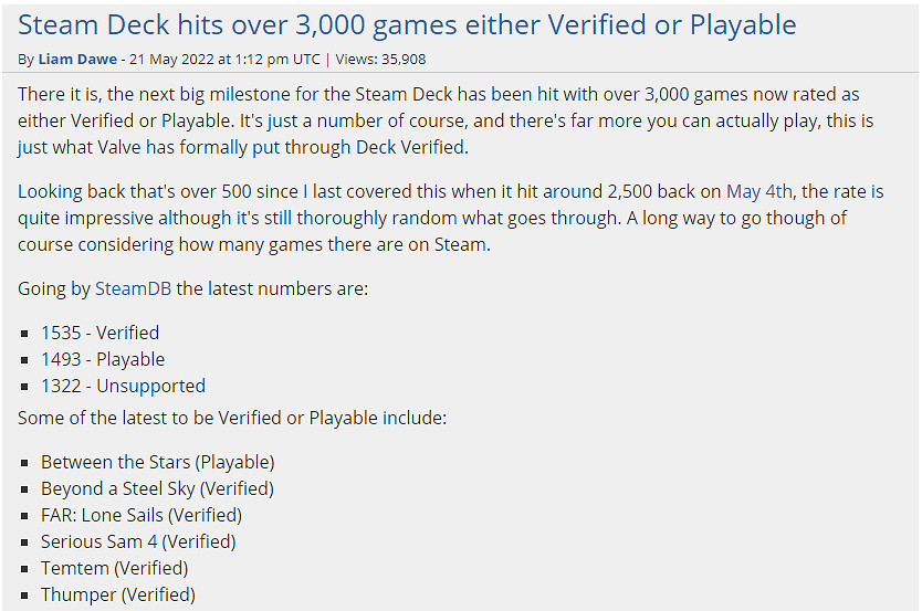 漸漸充實!Steam Deck已有3000款遊戲經過驗證或可玩 漸漸充實!Steam Deck已有3000款遊戲經過驗證或可玩