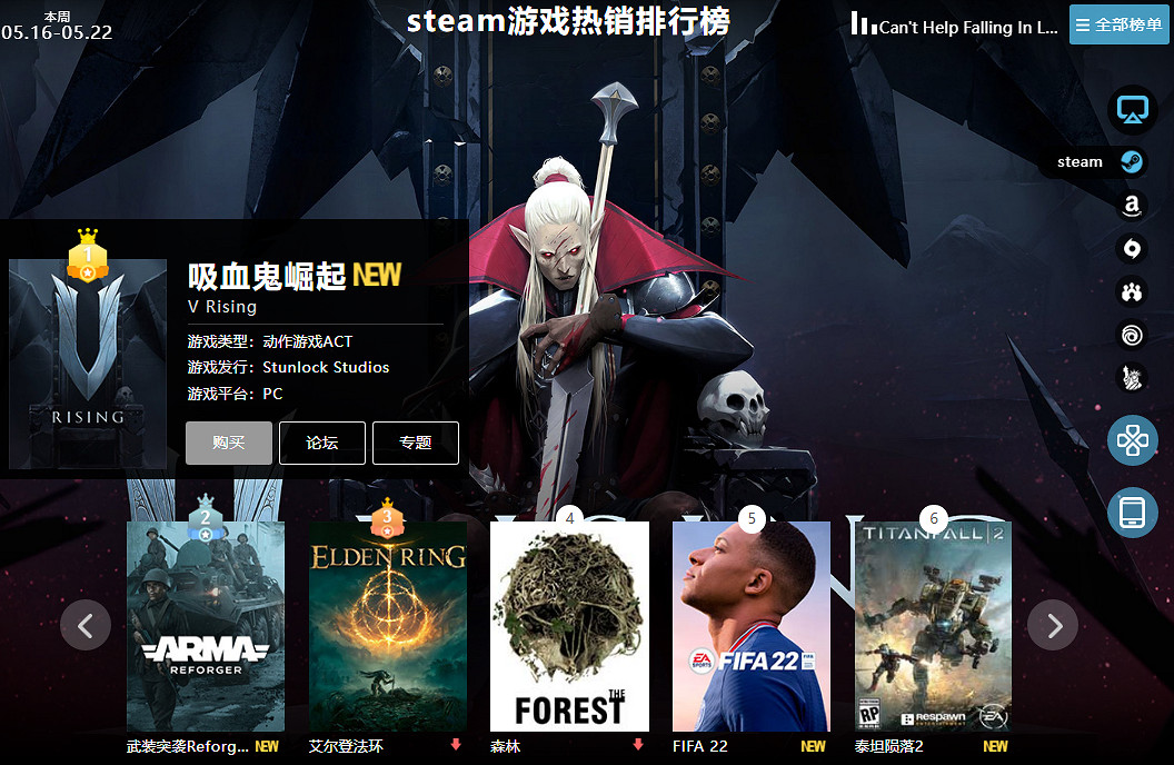 05.16-05.22全球遊戲銷量榜:《吸血鬼崛起》一騎絕塵 05.16-05.22全球遊戲銷量榜:《吸血鬼崛起》一騎絕塵