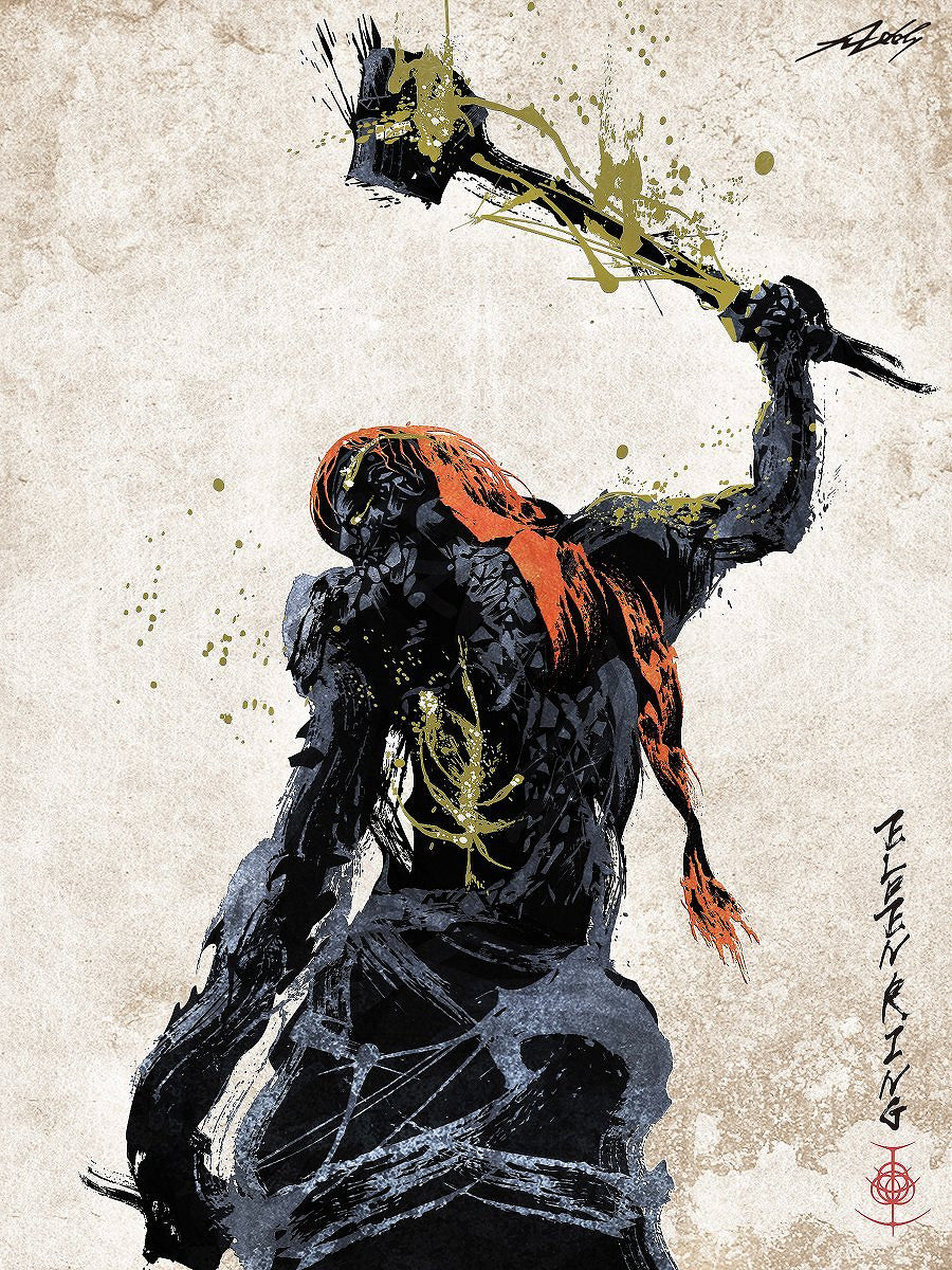 氣勢磅礴力透紙背 《艾爾登法環》水墨風藝術同人作畫