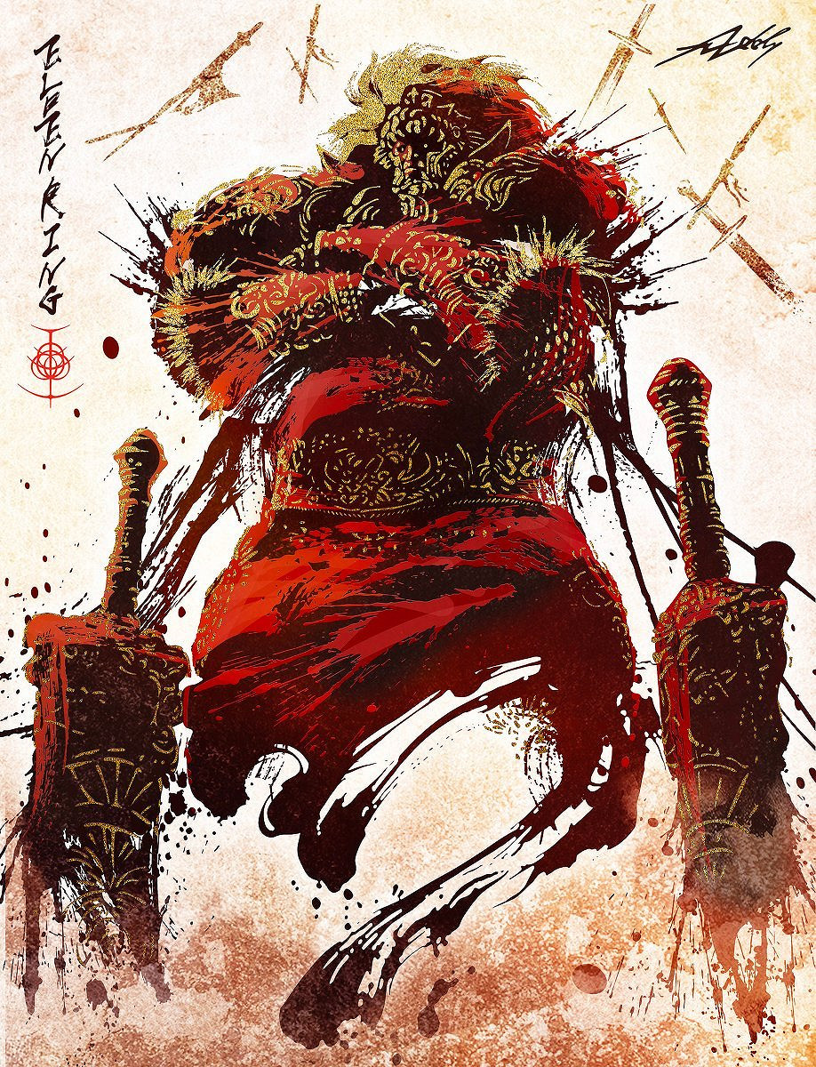 氣勢磅礴力透紙背 《艾爾登法環》水墨風藝術同人作畫