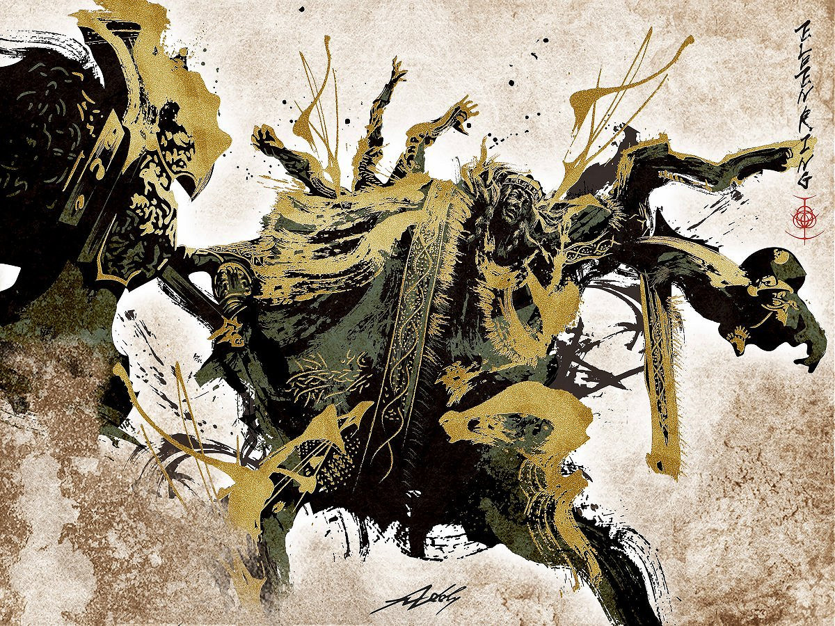 氣勢磅礴力透紙背 《艾爾登法環》水墨風藝術同人作畫