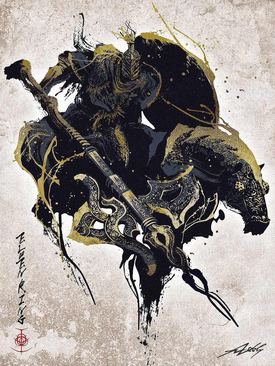 氣勢磅礴力透紙背 《艾爾登法環》水墨風藝術同人作畫