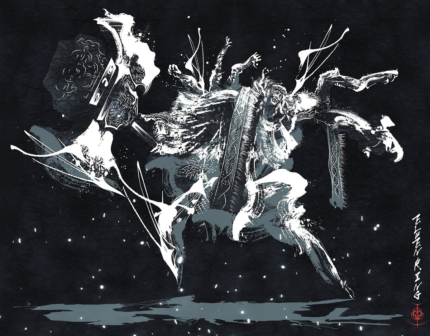 氣勢磅礴力透紙背 《艾爾登法環》水墨風藝術同人作畫