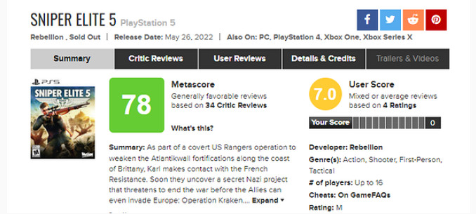 早報:《碧海黑帆》B測 《狙擊精英5》評分解禁 早報:《碧海黑帆》B測 《狙擊精英5》評分解禁