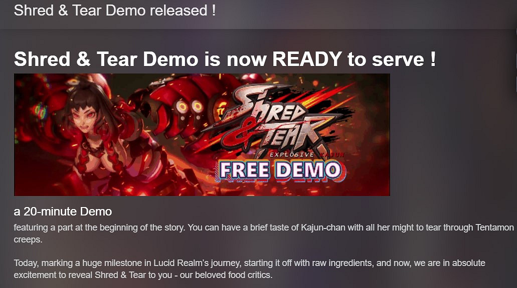 紳士美少女機甲動作遊戲《Shred&Tear》推出試玩Demo 紳士美少女機甲動作遊戲《Shred&Tear》推出試玩Demo