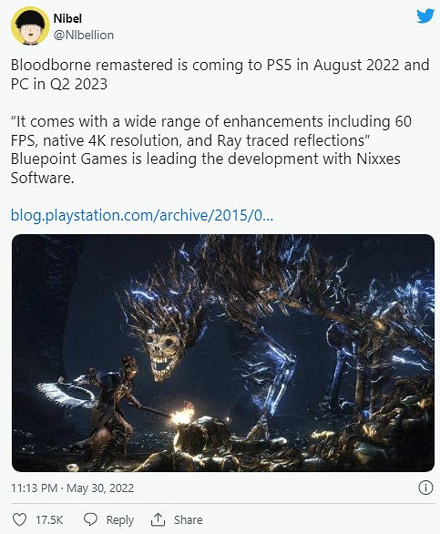 高仿號散布《血源 重製版》8月登陸PS5謠言 騙了很多人