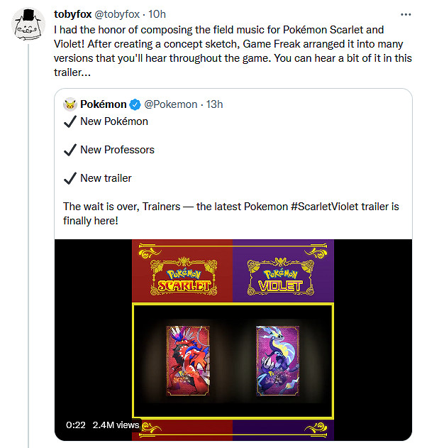 《傳說之下》作者為《寶可夢:朱/紫》製作配樂 《傳說之下》作者為《寶可夢:朱/紫》製作配樂