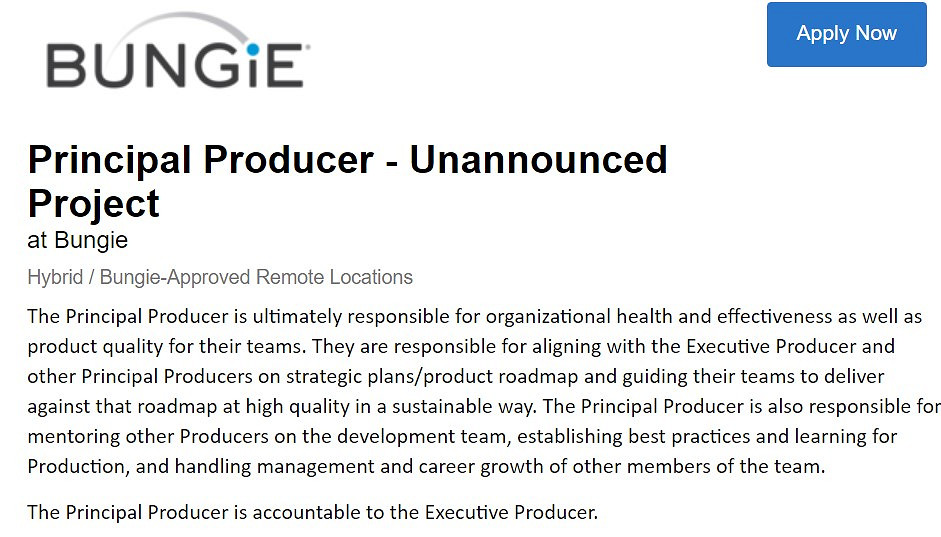 Bungie招聘訊息透露未官宣《命運》項目代號為Goliath Bungie招聘訊息透露未官宣《命運》項目代號為Goliath