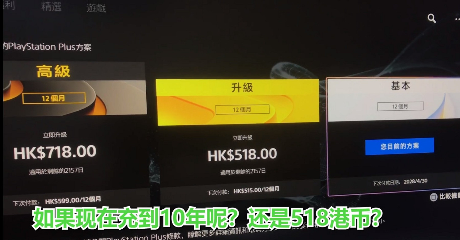 PS+升級會員所需費用出現封頂價：518港幣＆718港幣！
