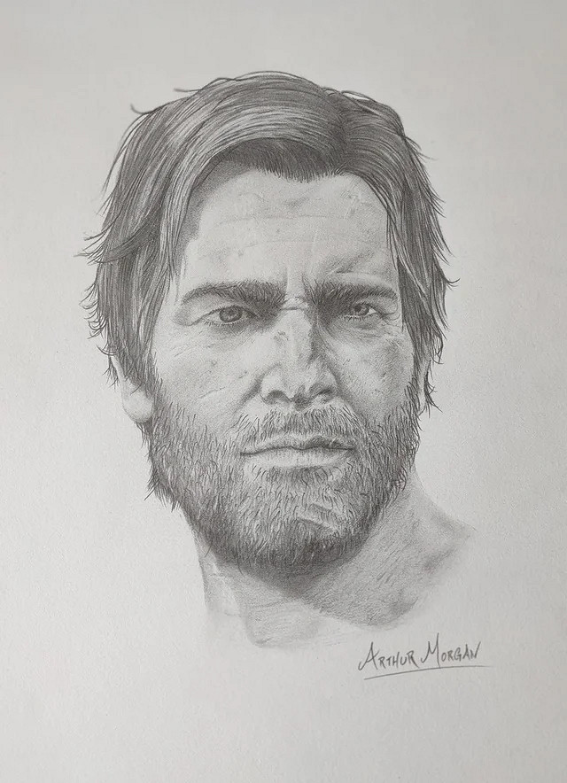 藝術家繪製R星《荒野大鏢客2》亞瑟·摩根的形象畫作