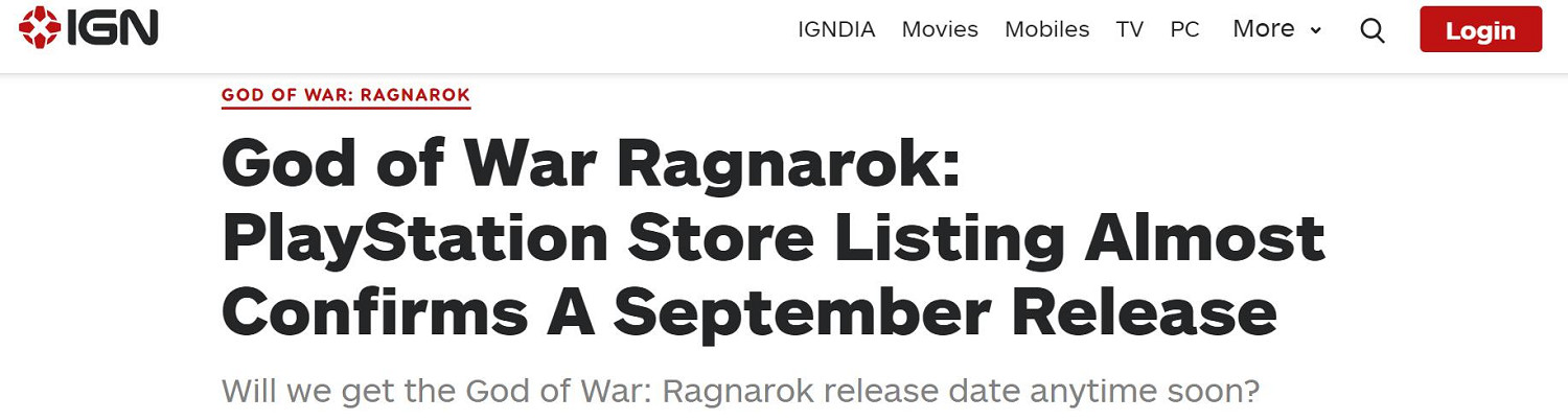 PS資料泄露?IGN印度稱《戰神5》9月底發售或已實錘 PS資料泄露?IGN印度稱《戰神5》9月底發售或已實錘