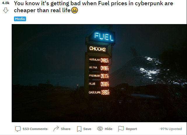 預言未來?《2077》燃料價格低於美國平均水平引熱議 預言未來?《2077》燃料價格低於美國平均水平引熱議