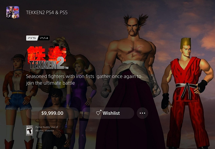 PS商店《鐵拳2》標價9999美元 鐵拳製作人“稱讚”索尼