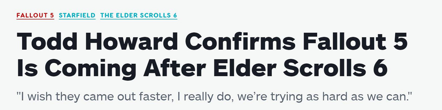 星空上古卷軸輻射5！B社再次確認未來的遊戲開發計劃安排