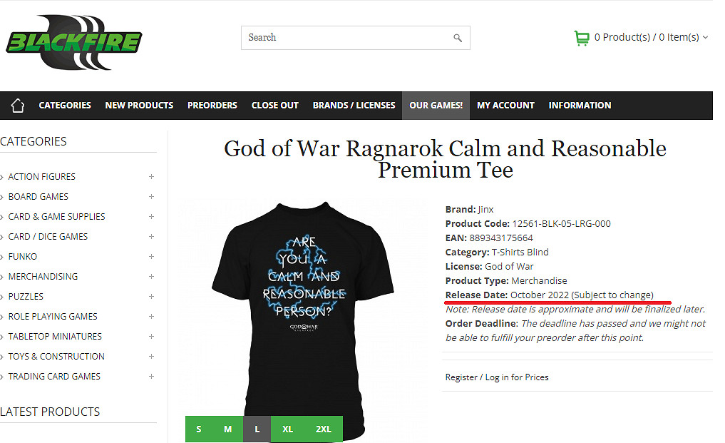 PS官方授權周邊店顯示《戰神:諸神黃昏》10月發售! PS官方授權周邊店顯示《戰神:諸神黃昏》10月發售!