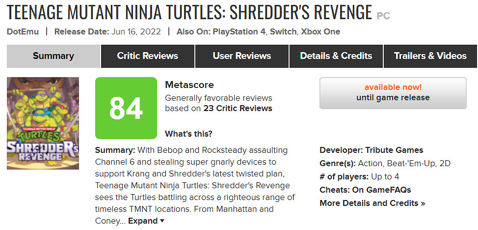 《忍者神龜:施萊德的復仇》暫無DLC和新皮膚計劃! 《忍者神龜:施萊德的復仇》暫無DLC和新皮膚計劃!