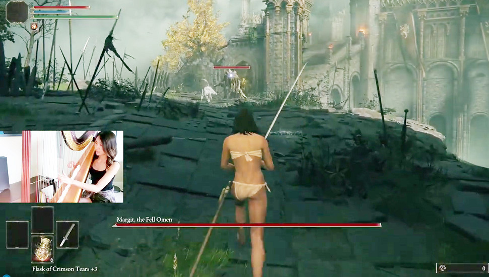 衣著清涼！美女玩家用豎琴擊敗《艾爾登法環》Boss惡兆