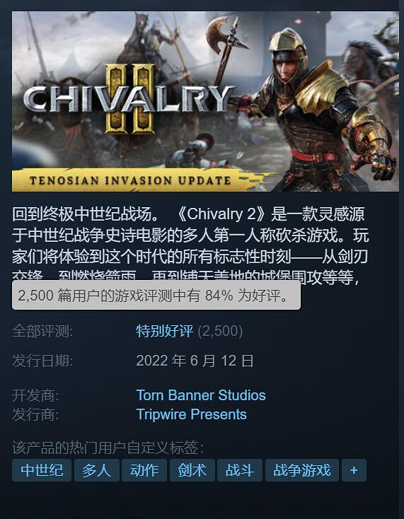 《騎士精神2》Steam特別好評：很爽快但已經有掛了！