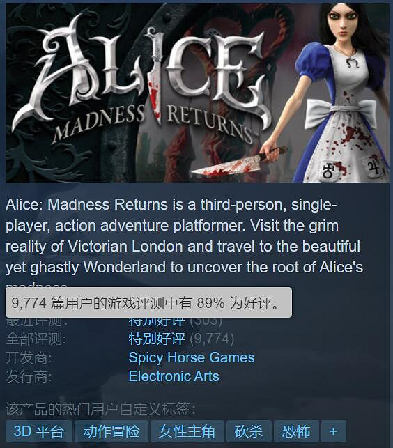 爺的青春呢?《愛麗絲:瘋狂回歸》已從Steam下架! 爺的青春呢?《愛麗絲:瘋狂回歸》已從Steam下架!