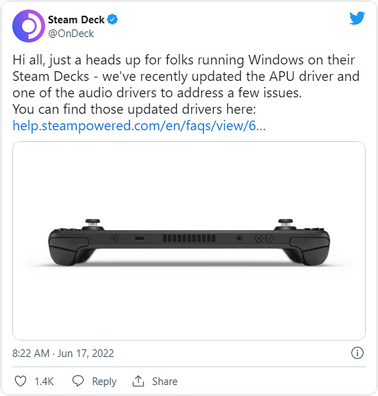 Steam Deck掌機驅動更新 修復Windows平台性能問題