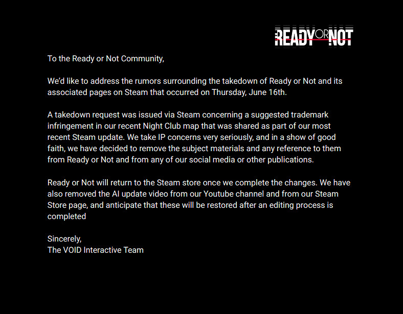 《嚴陣以待》官方發布下架聲明：地圖存在商標侵權