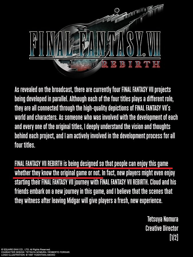 野村哲也:《FF7Re》第二章能直接玩 沒玩過原版不影響