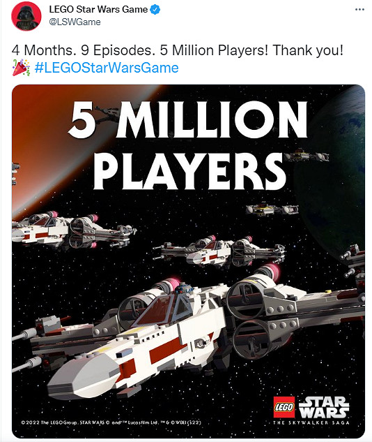《樂高星際大戰：天行者傳奇》累計玩家人數破500萬！
