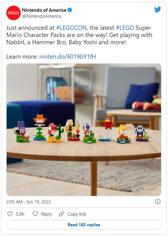 樂高玩具攜手任天堂推出《超級馬裡奧》角色樂高套裝