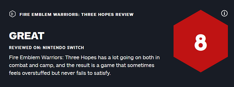 《風花雪月無雙》媒體評分解禁 M站均分80 IGN8分