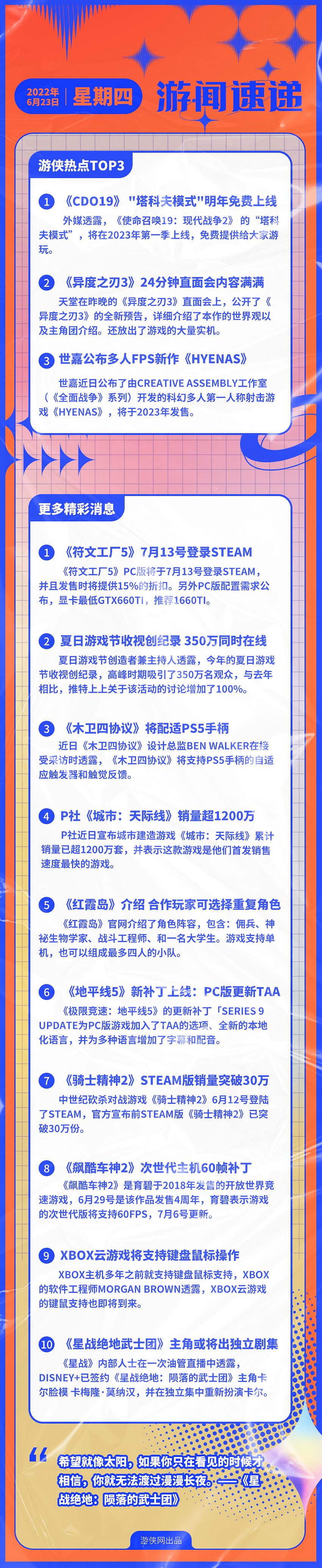 早報:傳COD19塔科夫模式免費 異度之刃3海量情報
