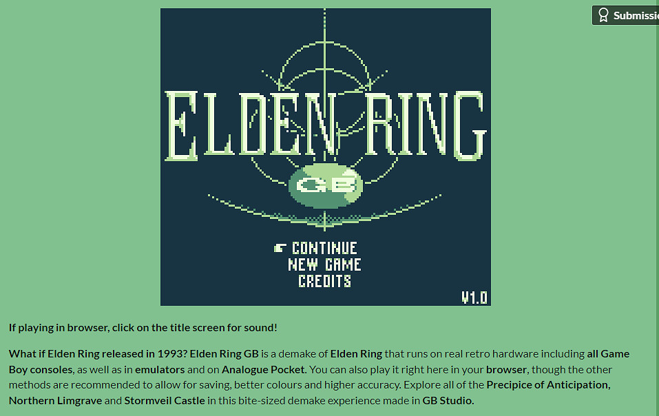 重溫童年記憶！Game Boy版《艾爾登法環》免費下載遊玩！