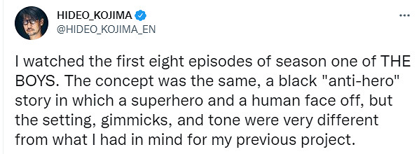 小島秀夫：看完《黑袍》第一季，概念相似！內核不同