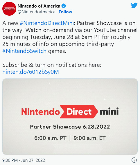 任天堂直面會6月28號晚9點舉行！主要展示第三方遊戲