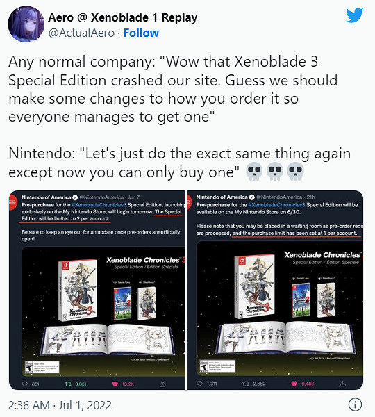 《異度之刃3》收藏版預購網站再崩潰 粉絲吐槽官方無能 《異度之刃3》收藏版預購網站再崩潰 粉絲吐槽官方無能