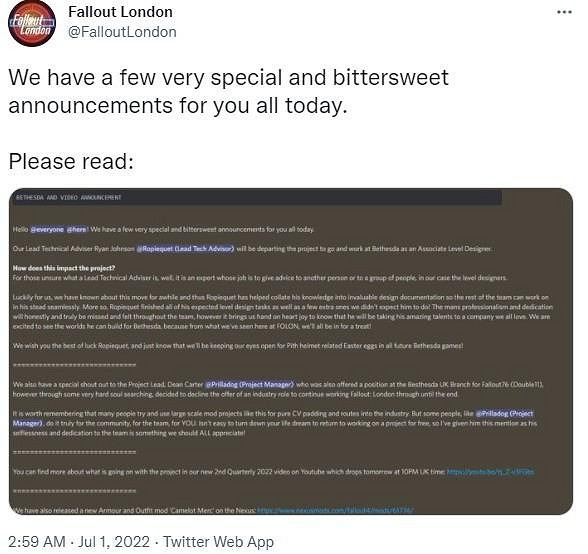 鈔能力這麽用？MOD《輻射倫敦》製作組又被B社挖牆腳