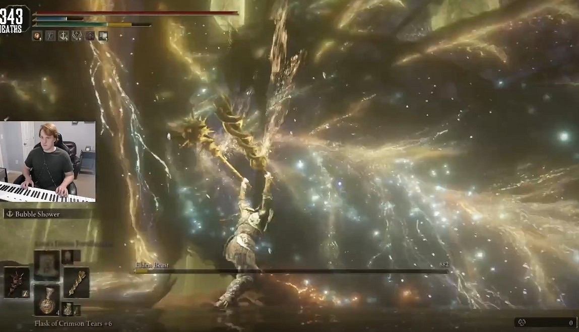 大神用電子琴玩《艾爾登法環》 邊打Boss邊奏樂苦中作樂