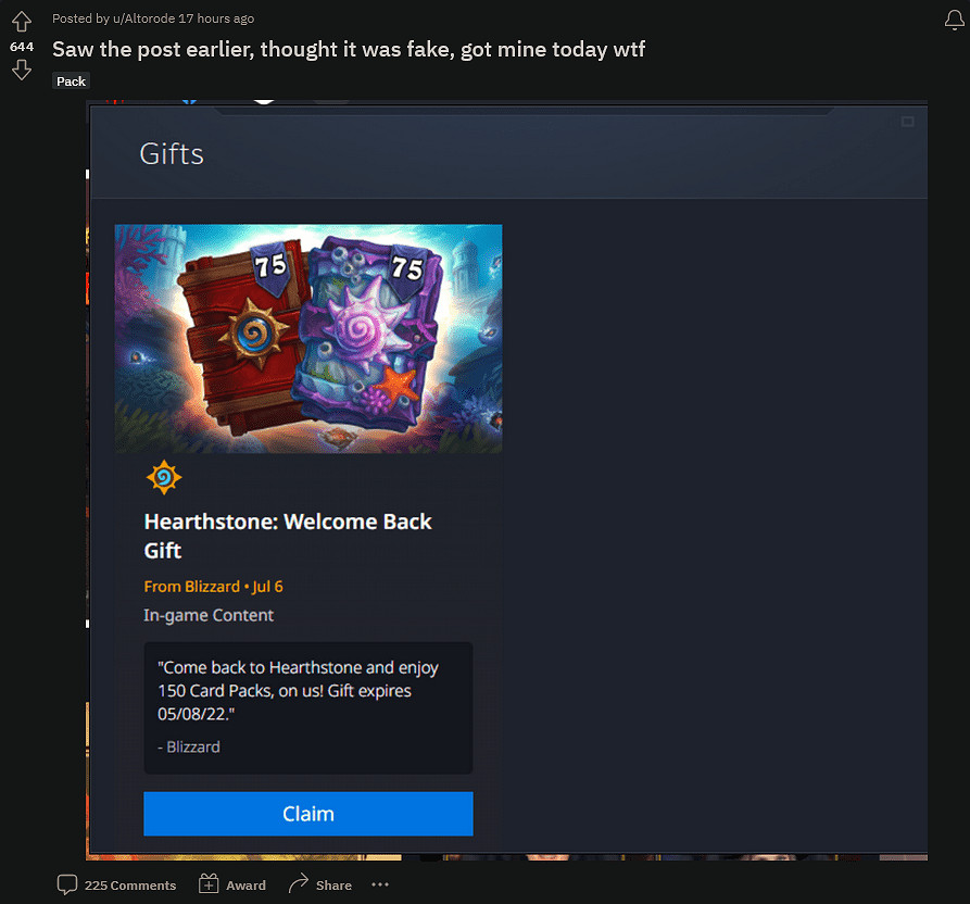 暴雪の憐憫！《爐石戰記》棄坑玩家獲150包回歸獎勵！