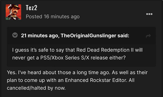 《大鏢客2》被曝取消次世代升級 玩家不滿R星區別對待