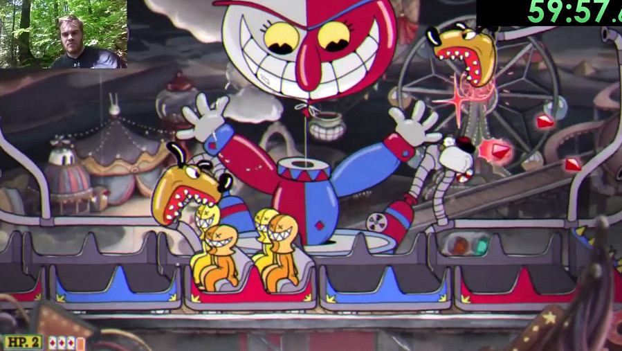 一心二用不含糊 高玩挑戰一邊登山一邊速通《茶杯頭》